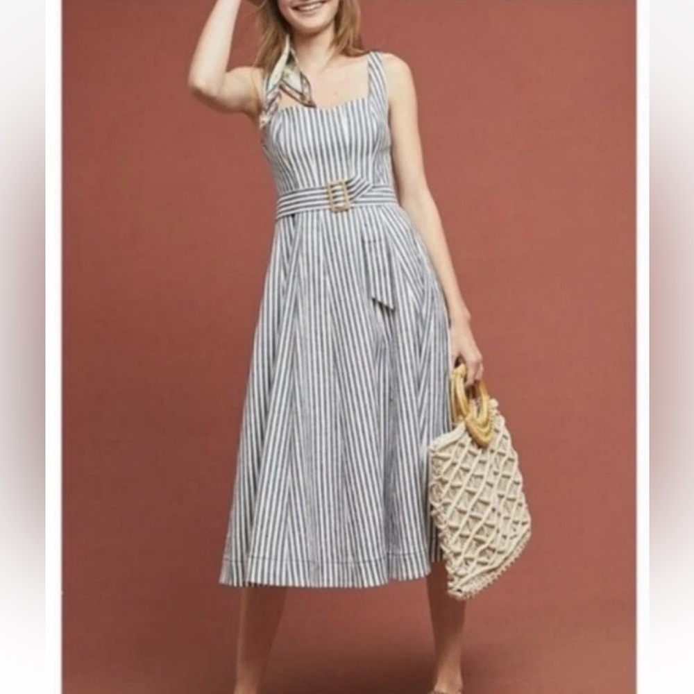 Anthropologie Maeve Fowler striped linen blend Sundress size 22